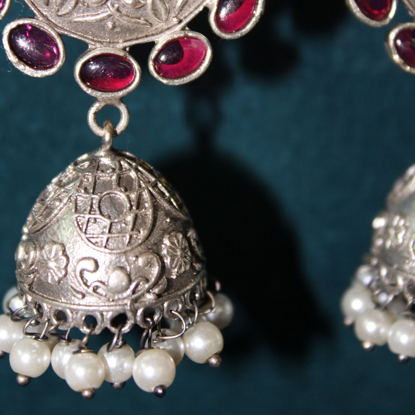 Silva Sutra Crimson Jhumkas