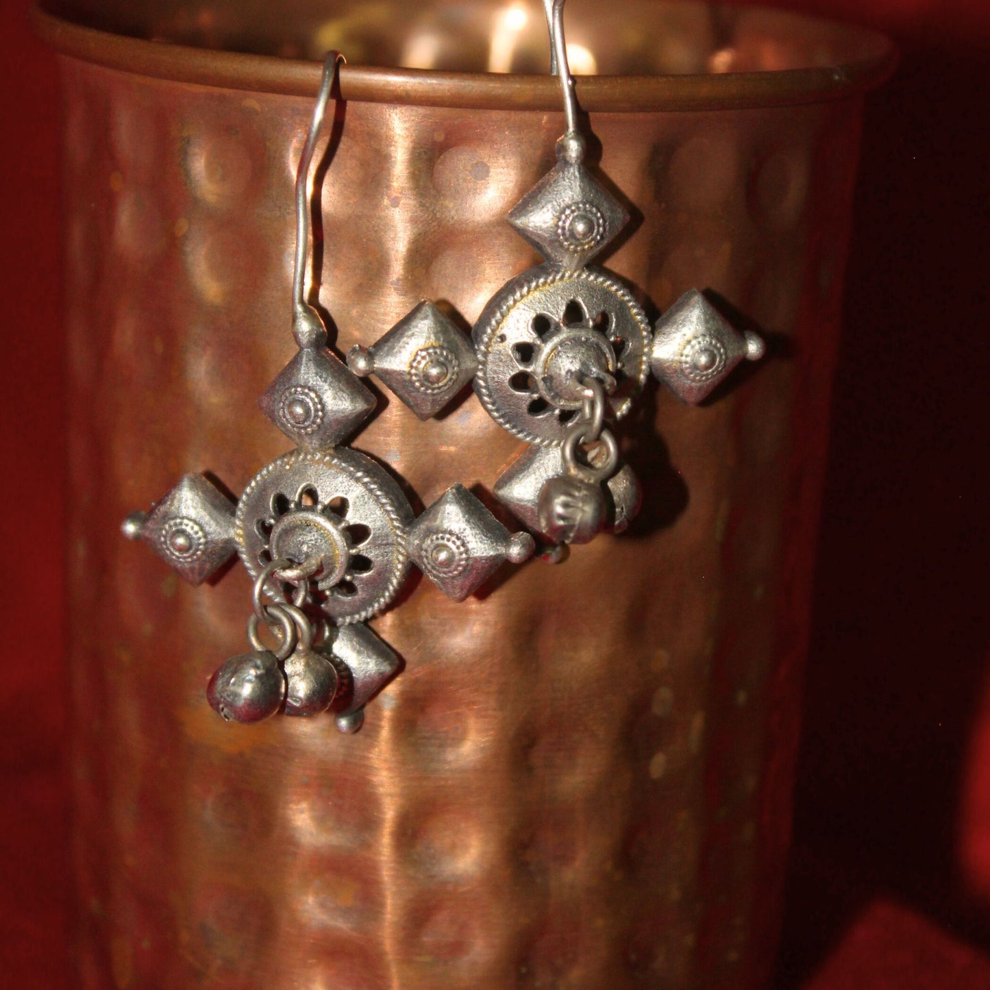 Silva Sutra Tribal Cross Earrings