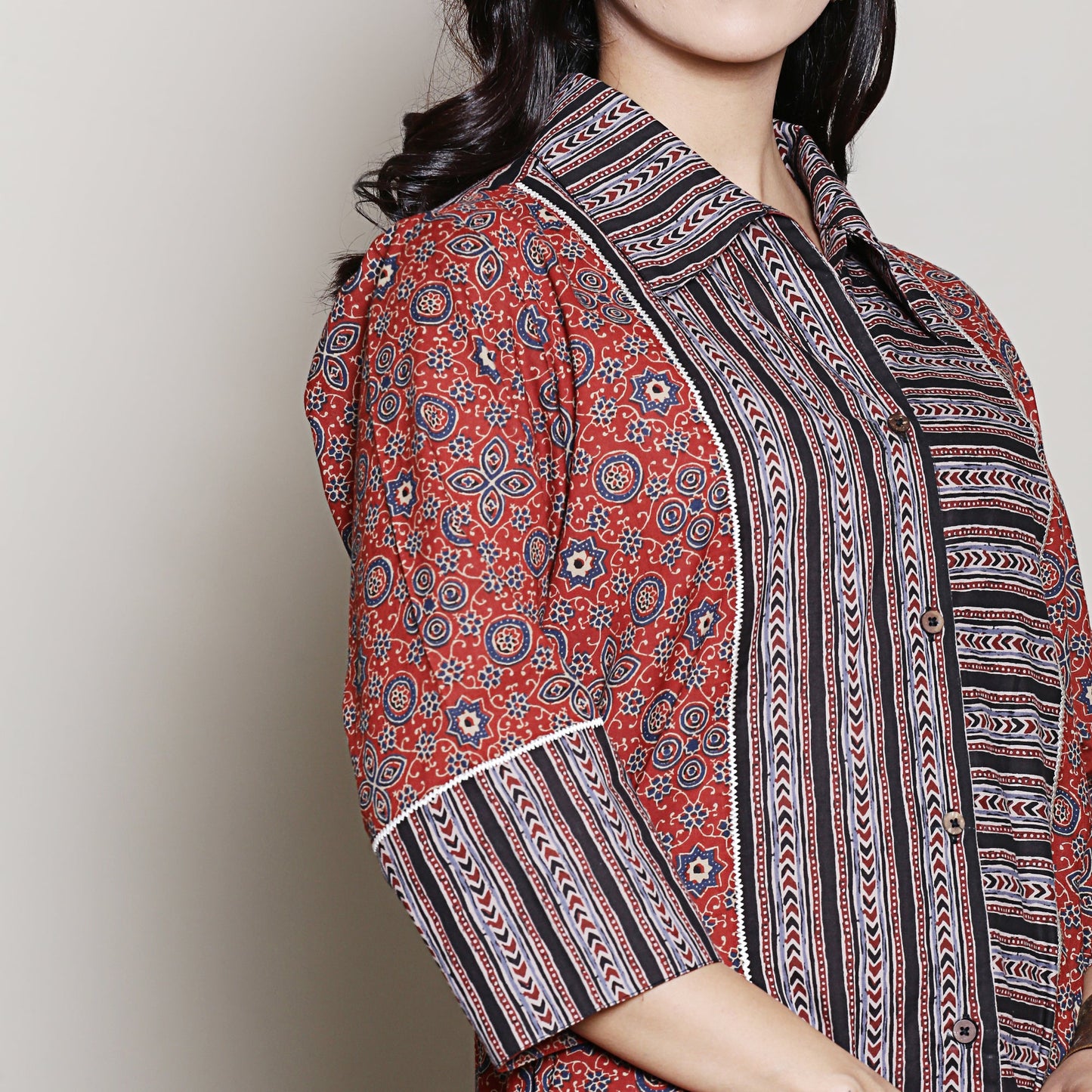 Cotton maroon shirt dress