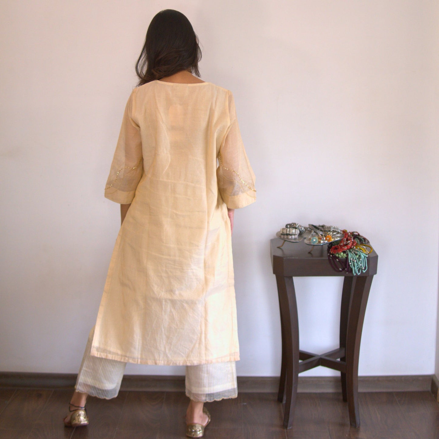 Offwhite Metallic chanderi kurta