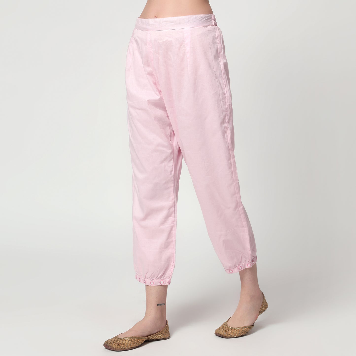 pink chanderi kurta Set