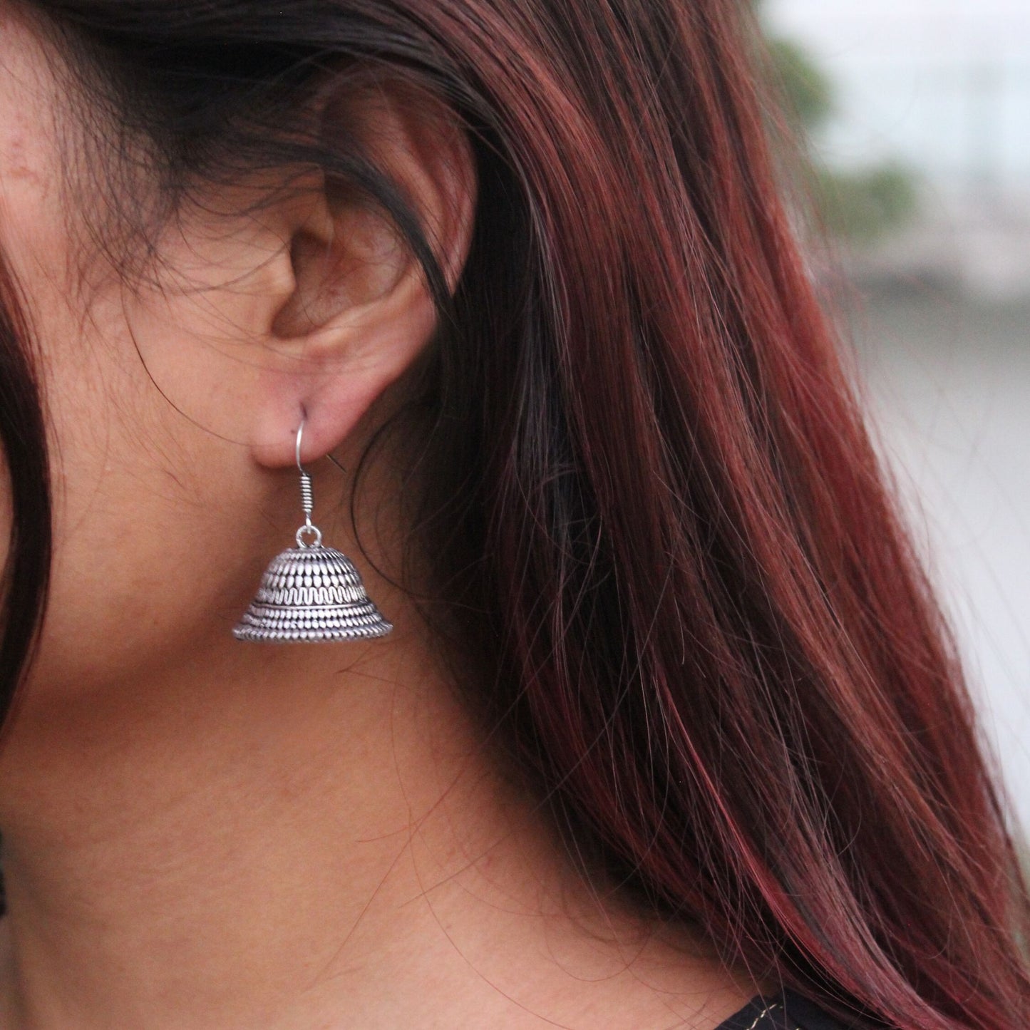 Silva Sutra Oxidised jhumkis