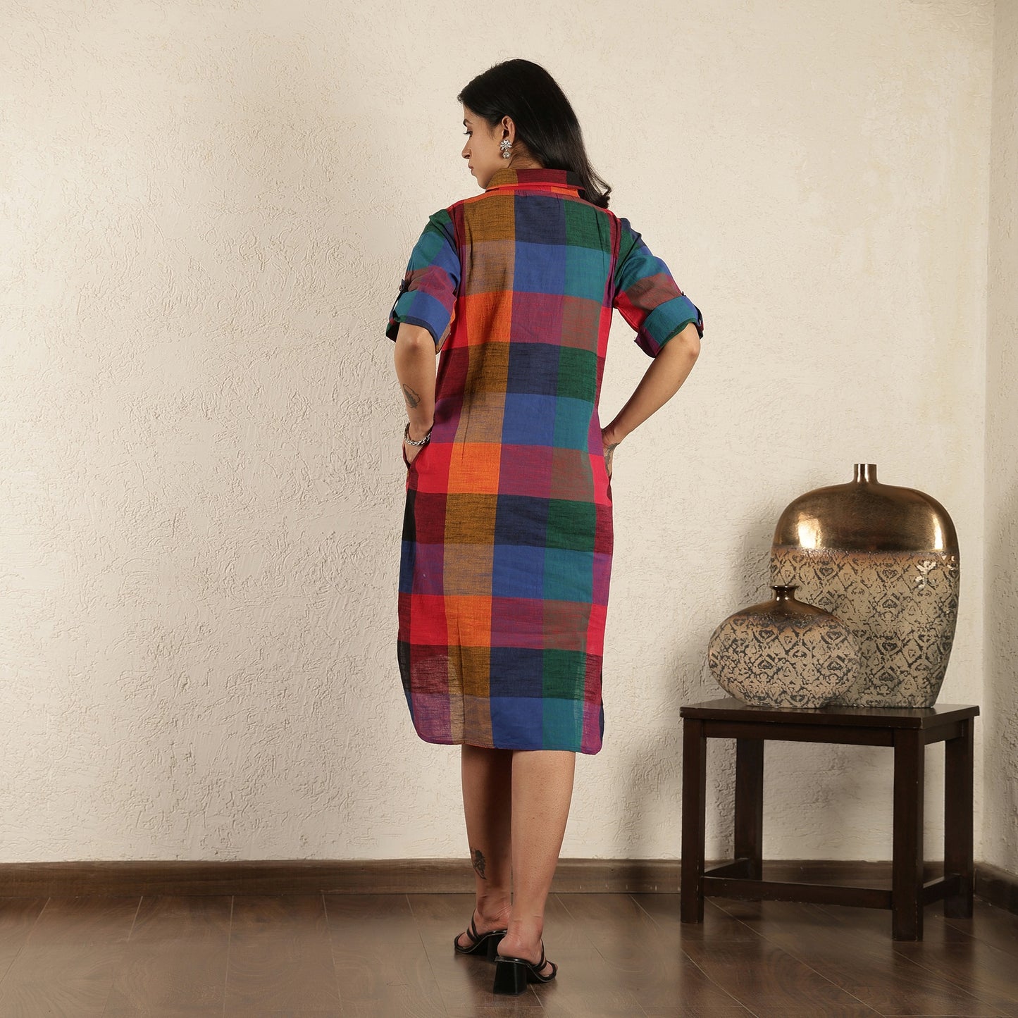 Multicoloured Checked Dress