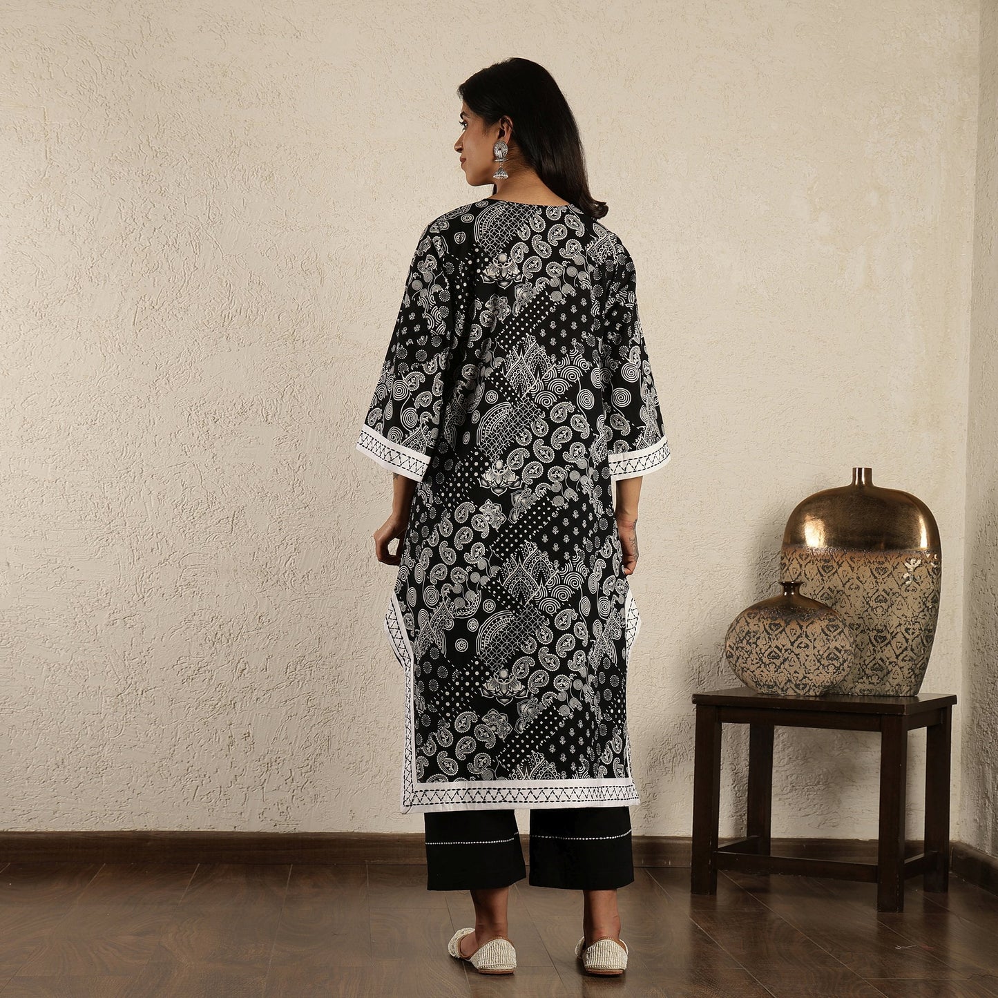 Black printed kurta