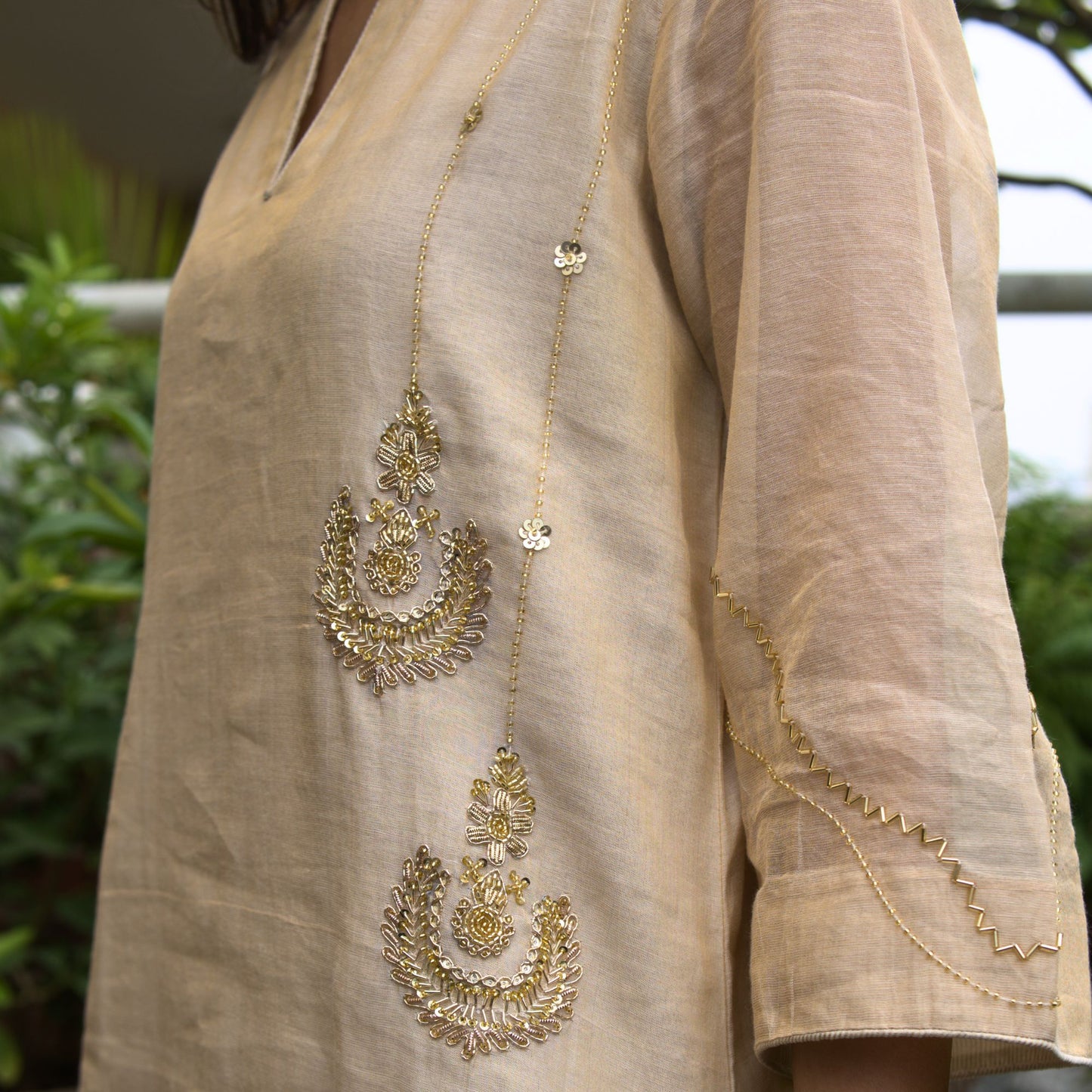 Offwhite Metallic chanderi kurta