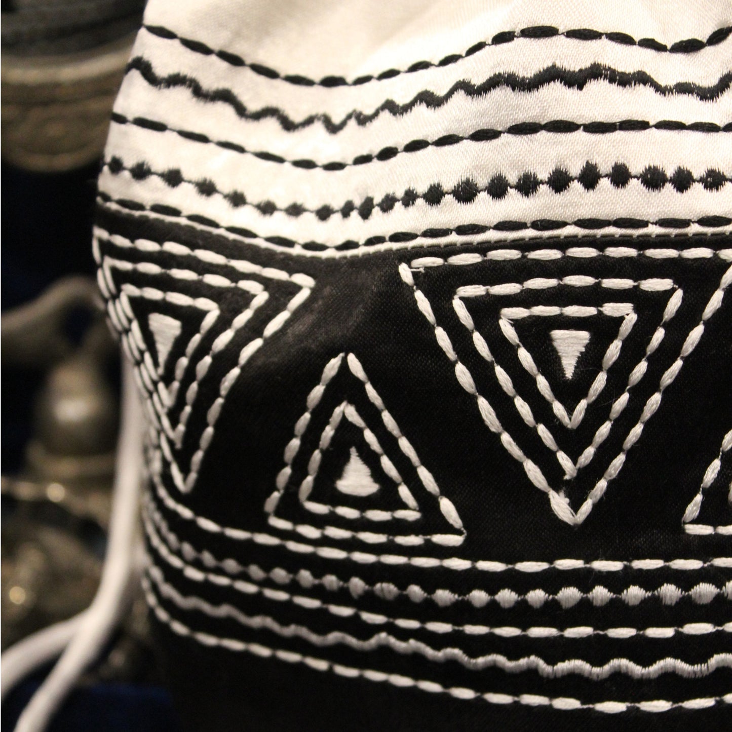 Black & white hand embroidered potli