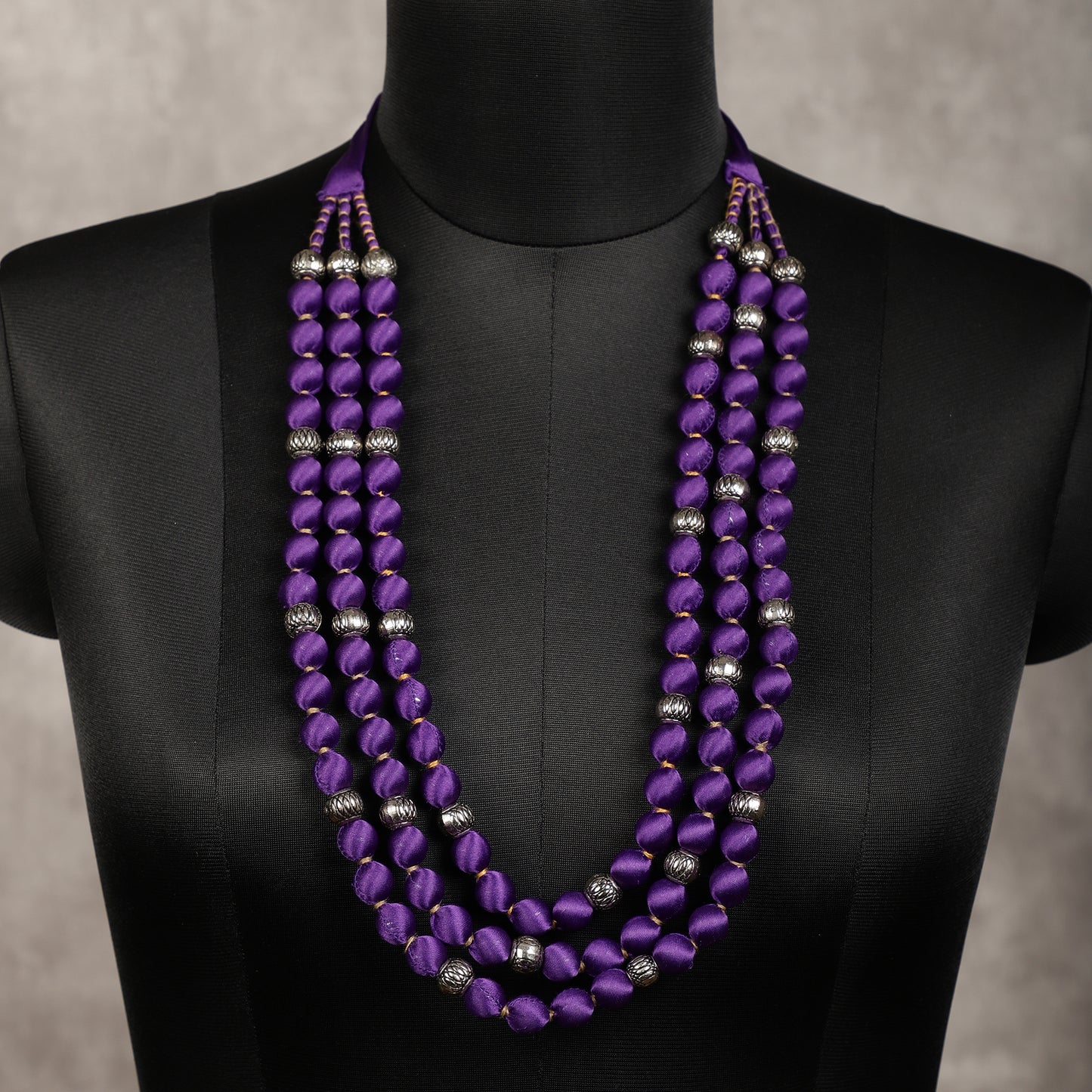 Purple satin necklace close-up - Spring Soul