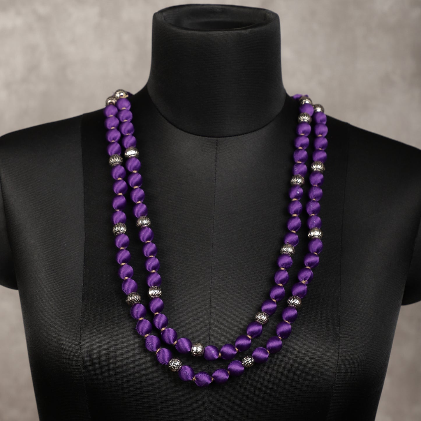 Handmade purple satin beaded necklace - Spring Soul