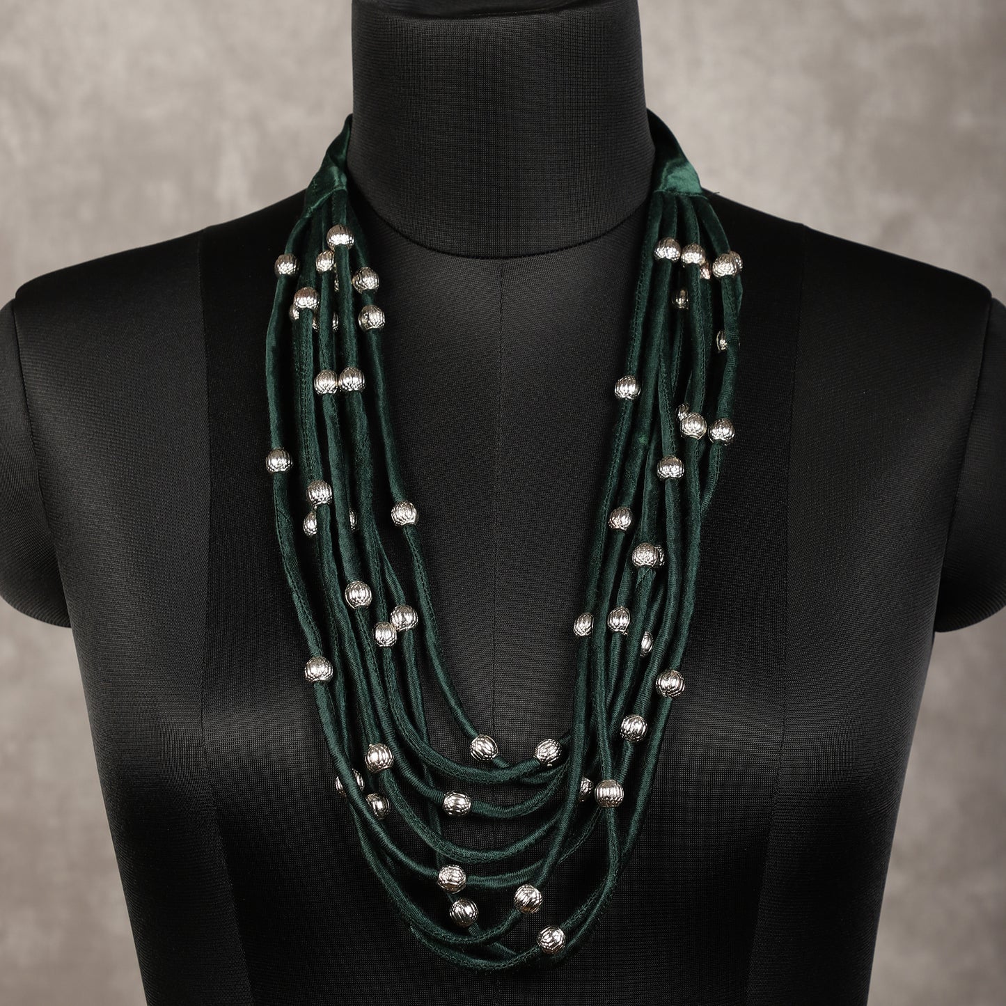 Layered Fabric Beaded Strings in mashru