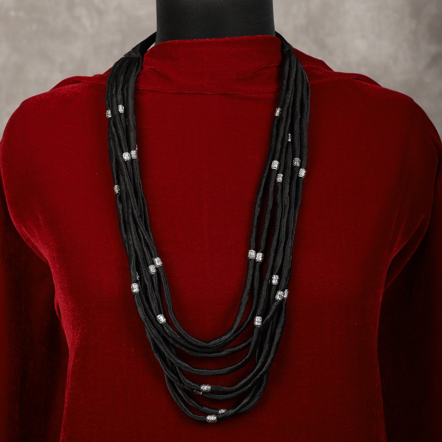 Layered Fabric Beaded Strings in mashru