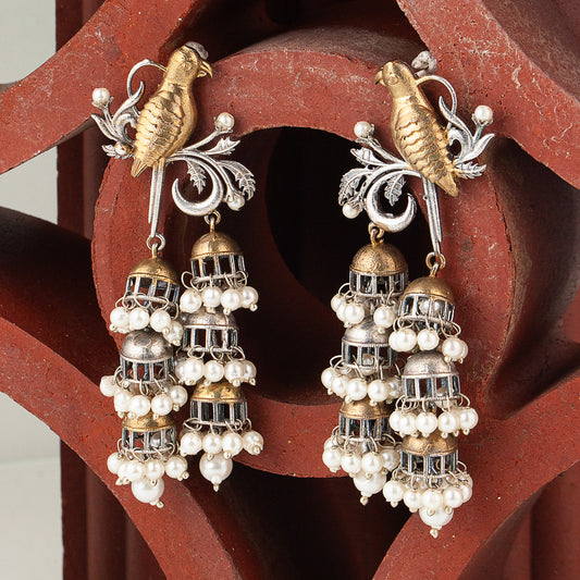 Silva Sutra dual tone oxidised jhumkis
