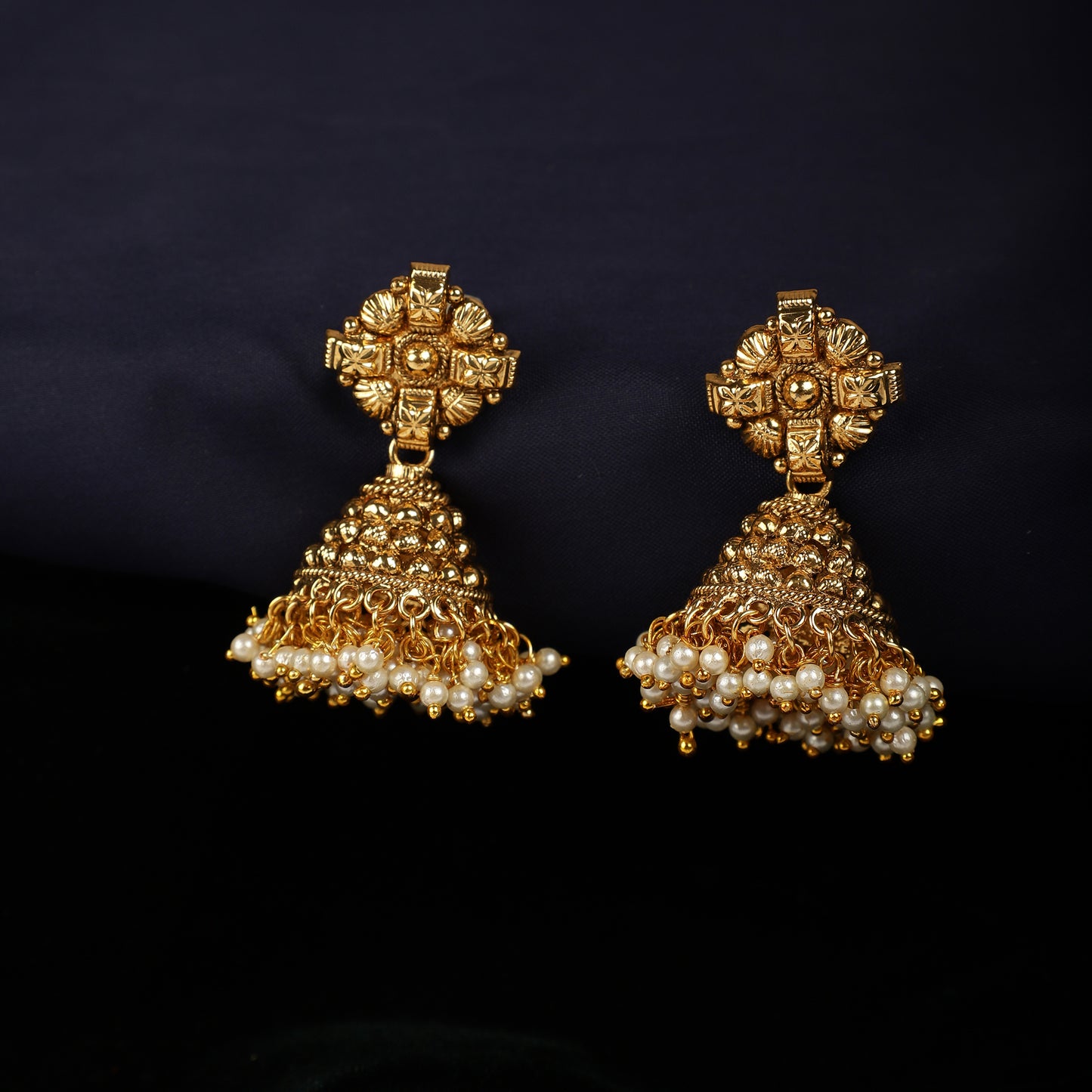 Floral Pearl Jhumkas