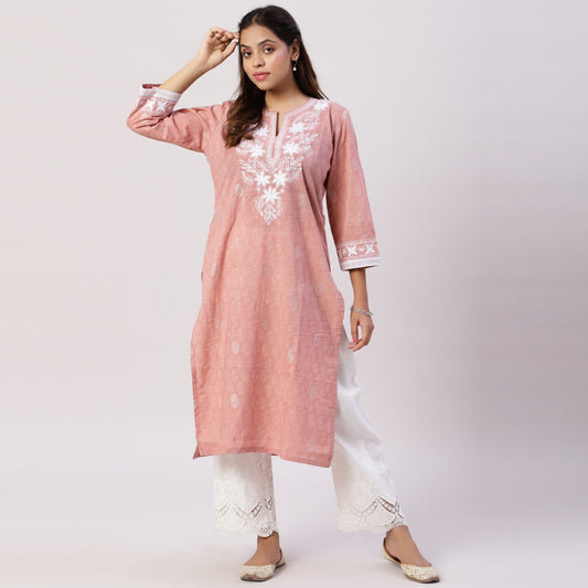 Printed Cotton kurta with Embroidery