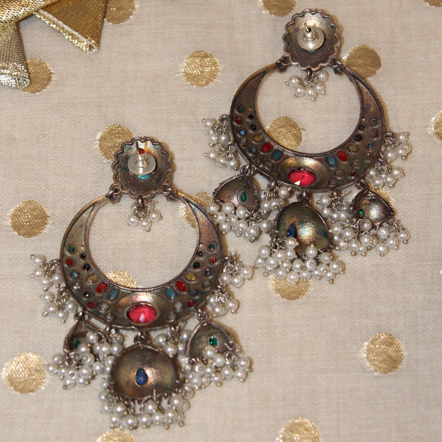 Multi-Stone Pearl Chandbalis