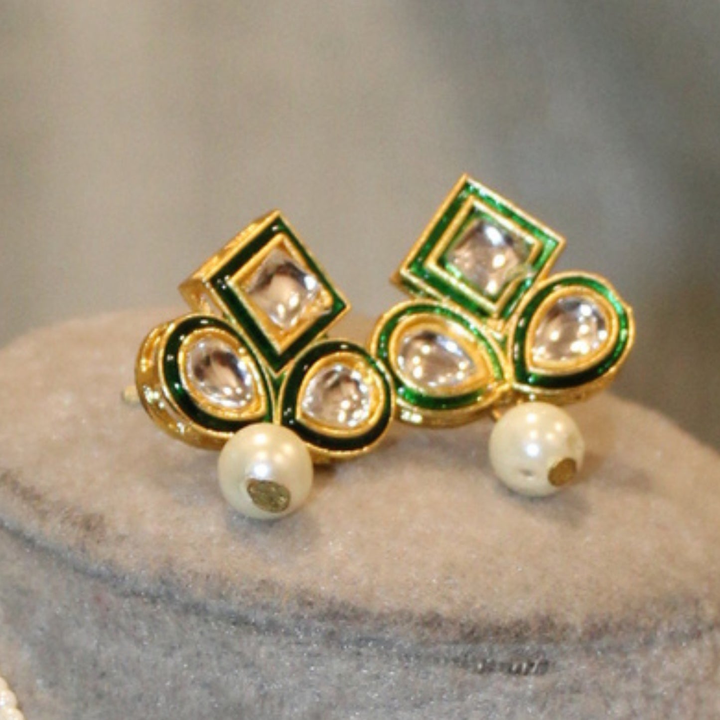 Pearl Meenakari Studs