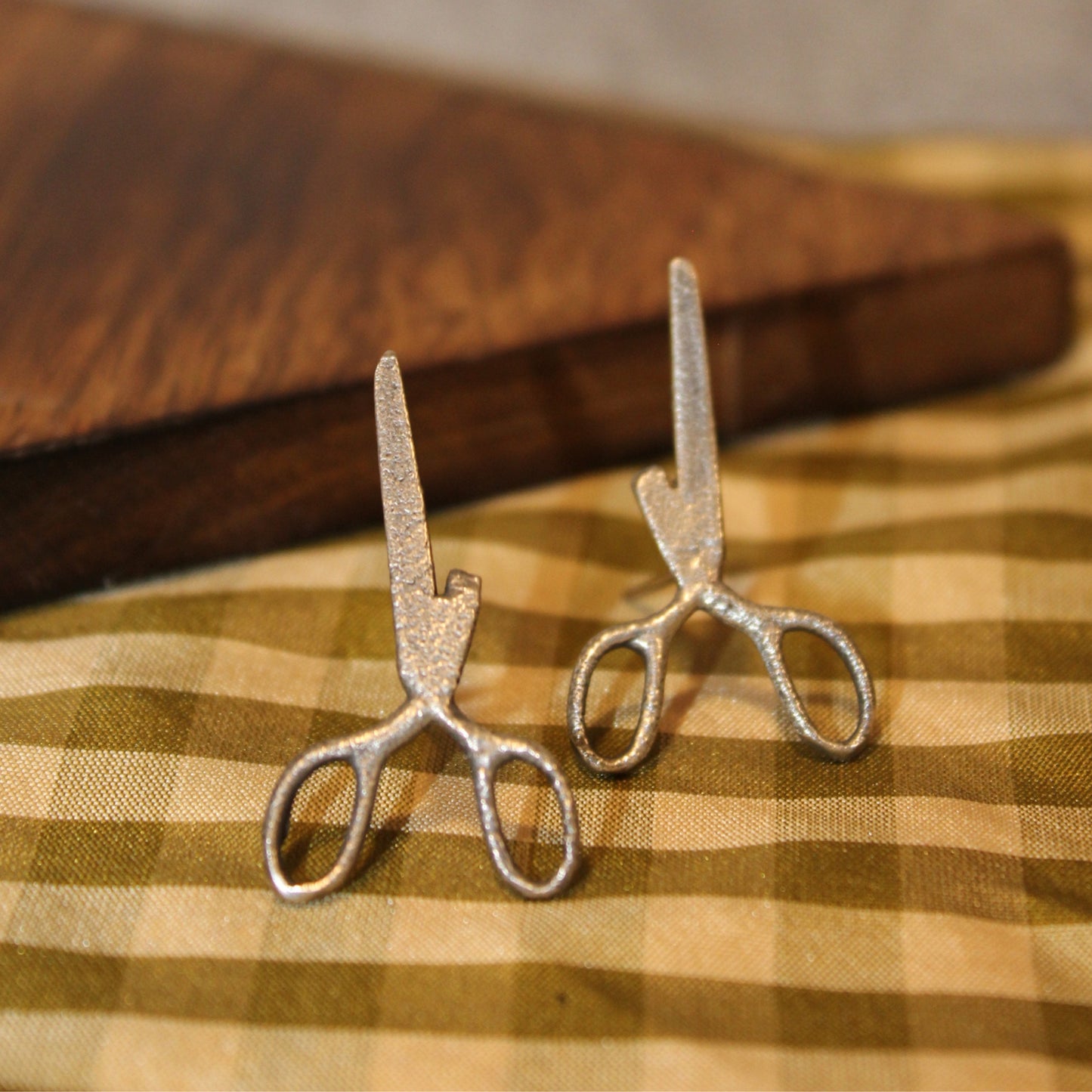 Silver-Toned Scissor Studs