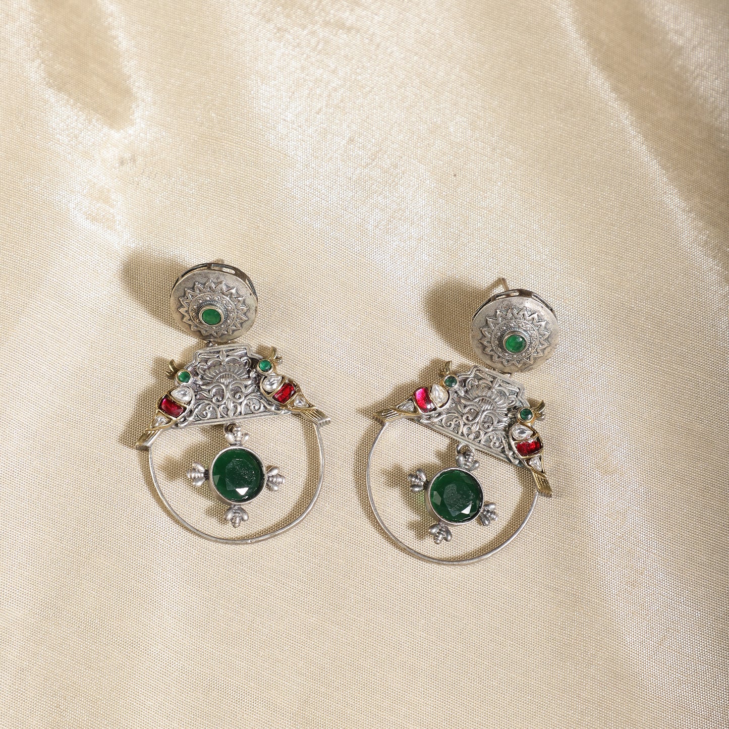 Peacock hoop earrings