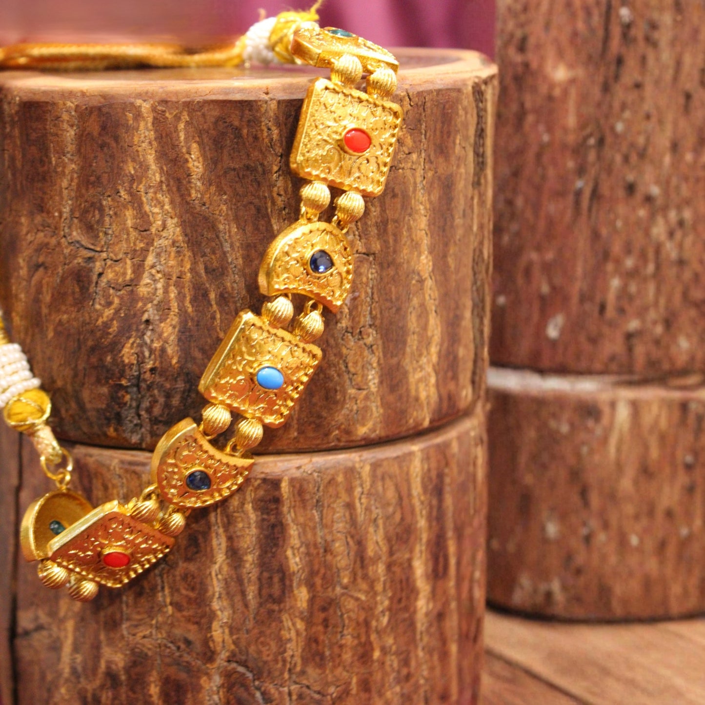 Multi-Gemstone Gold Choker