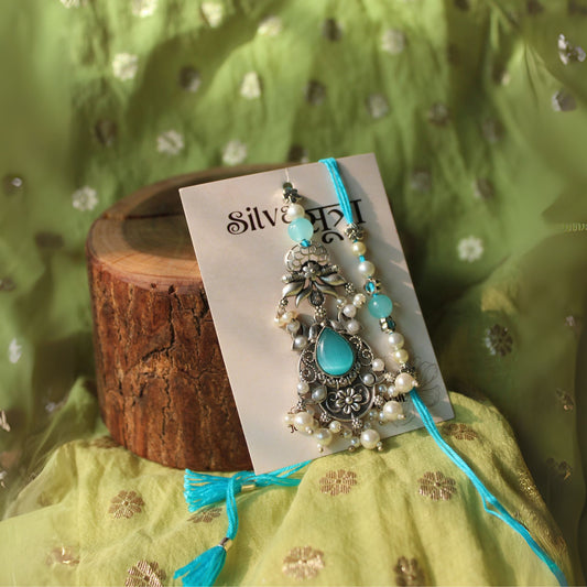 Antique Silver Rakhi  Set of 2