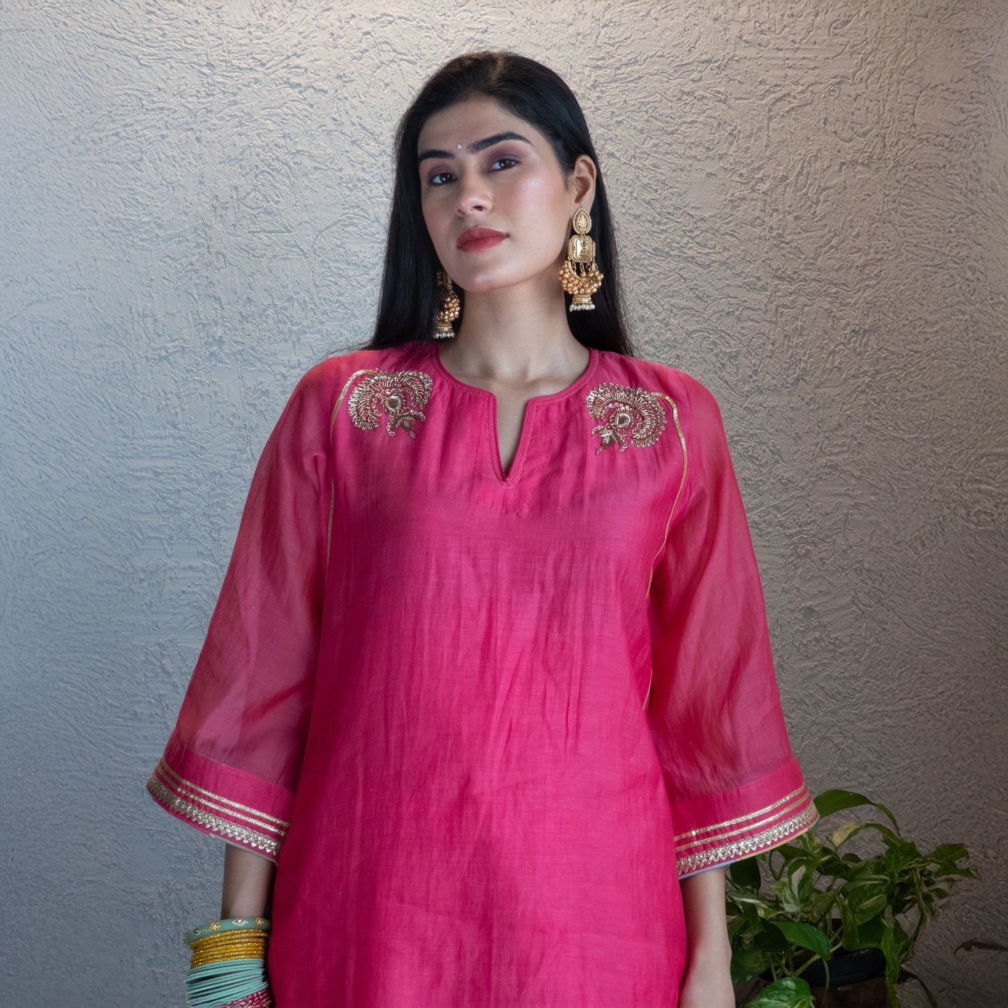 Pink Chanderi Sharara Set