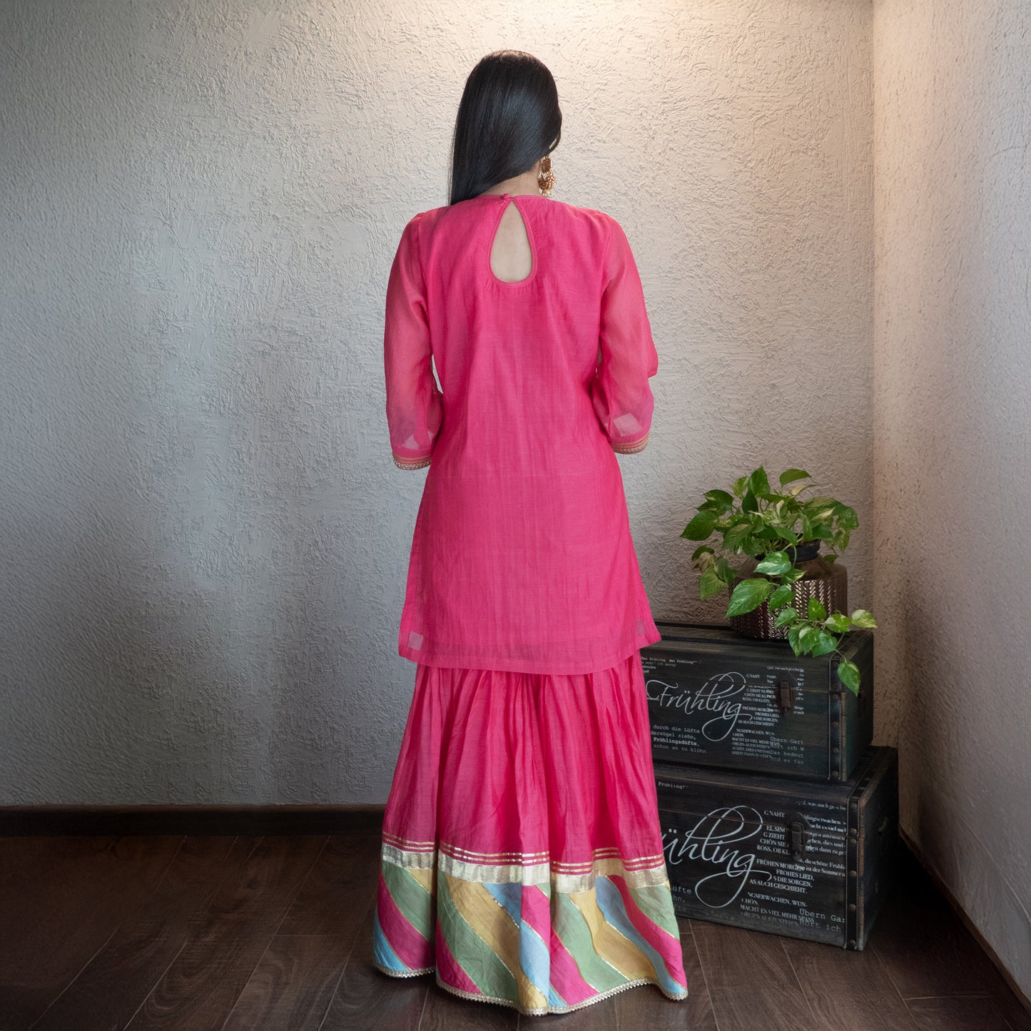 Pink Chanderi Sharara Set