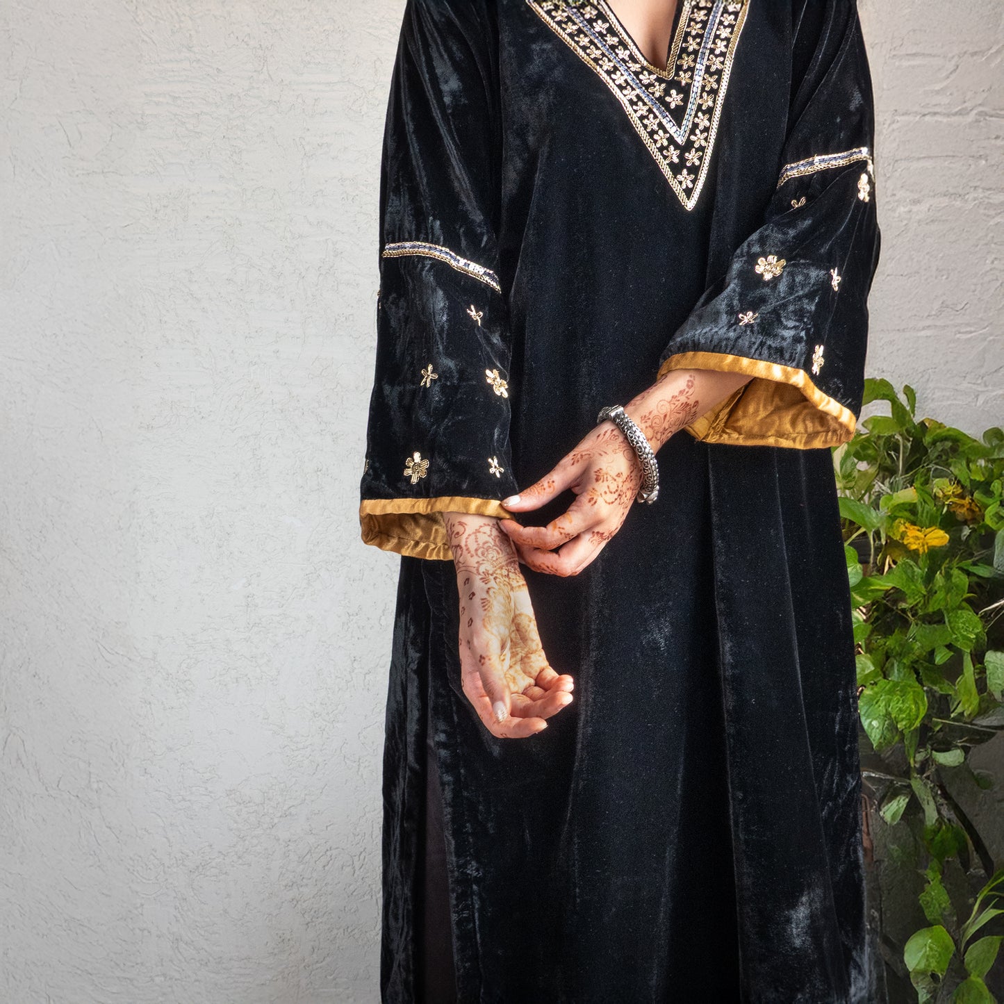 Black Velvet hand embroidered kurta