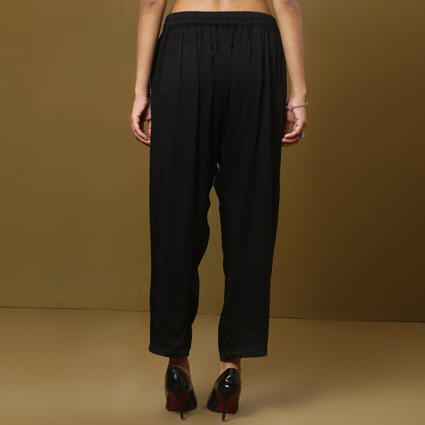 Black cotton modal pants