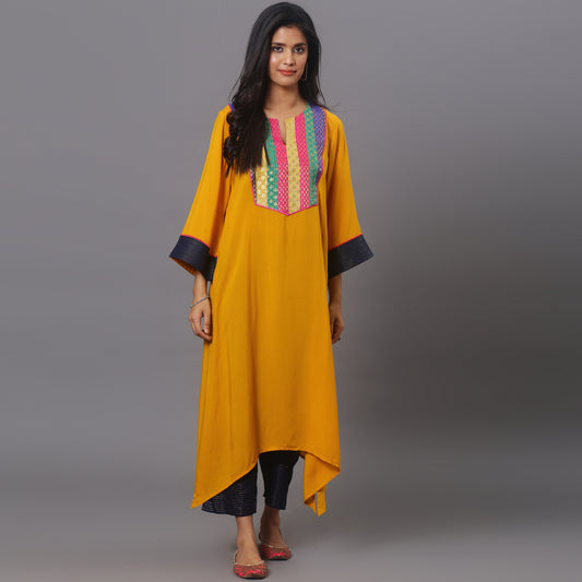 Mustard cotton modal kurta set