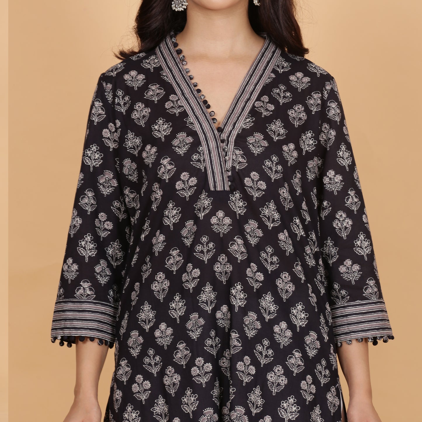 Black printed kurta