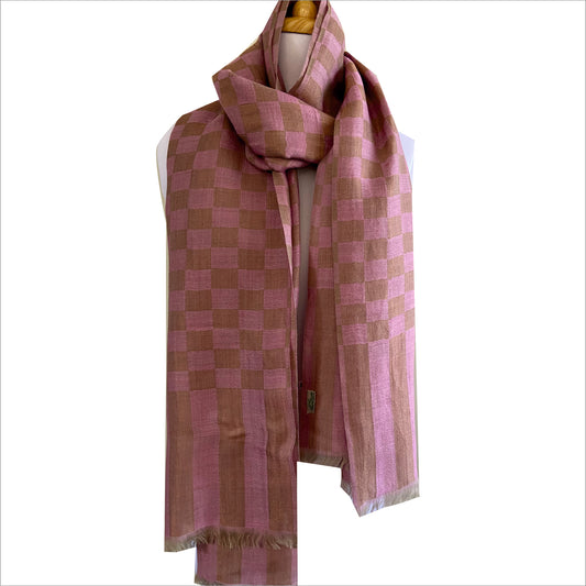 Pashmina stole with metallic checks pattern