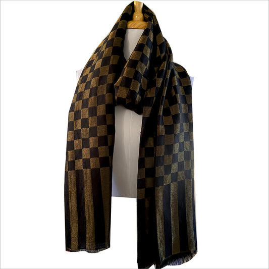 Pashmina stole with metallic checks pattern