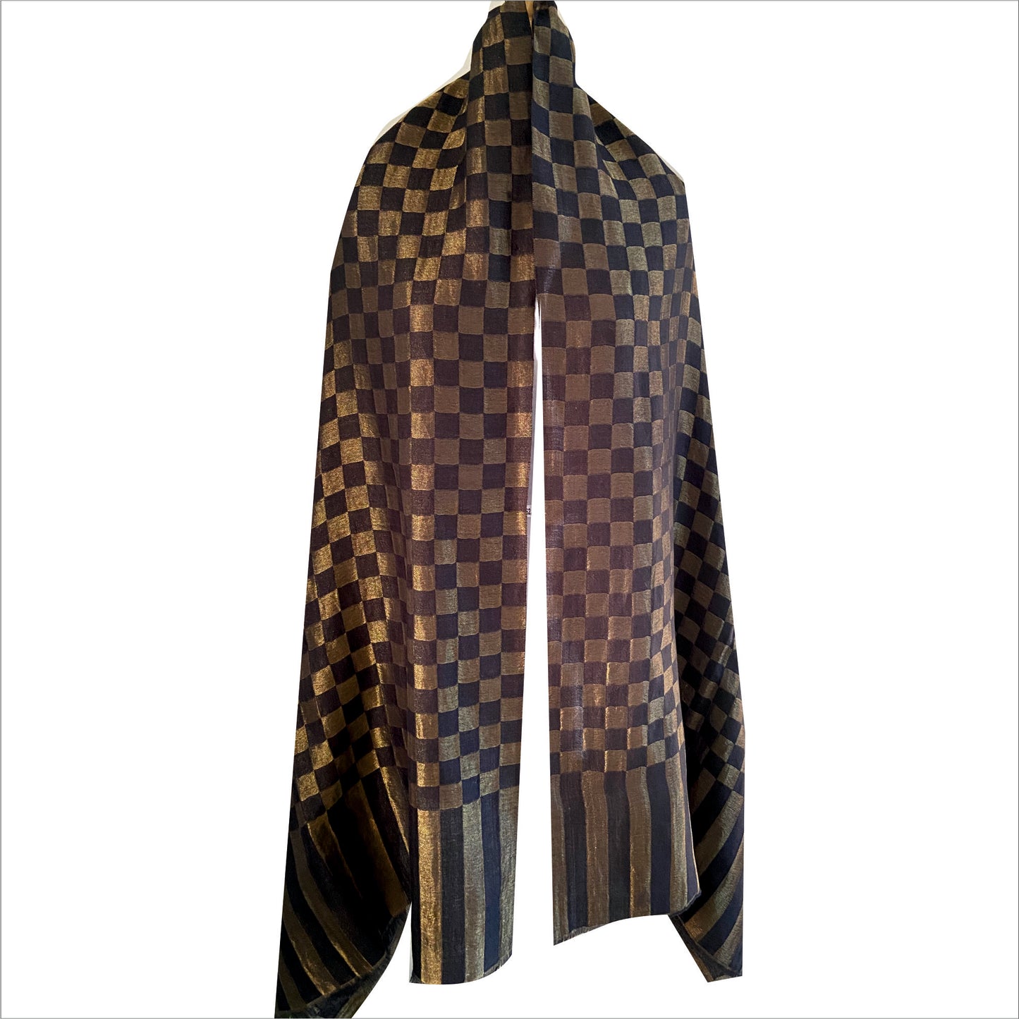 Pashmina stole with metallic checks pattern