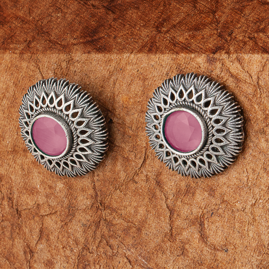 Silva Sutra pink oxidised studs