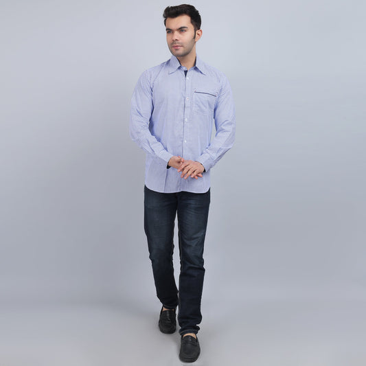 White Cotton printed full sleeves shirt