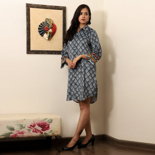 Printed Silk Velvet Knee-Length dress