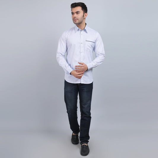 White Cotton printed full sleeves shirt