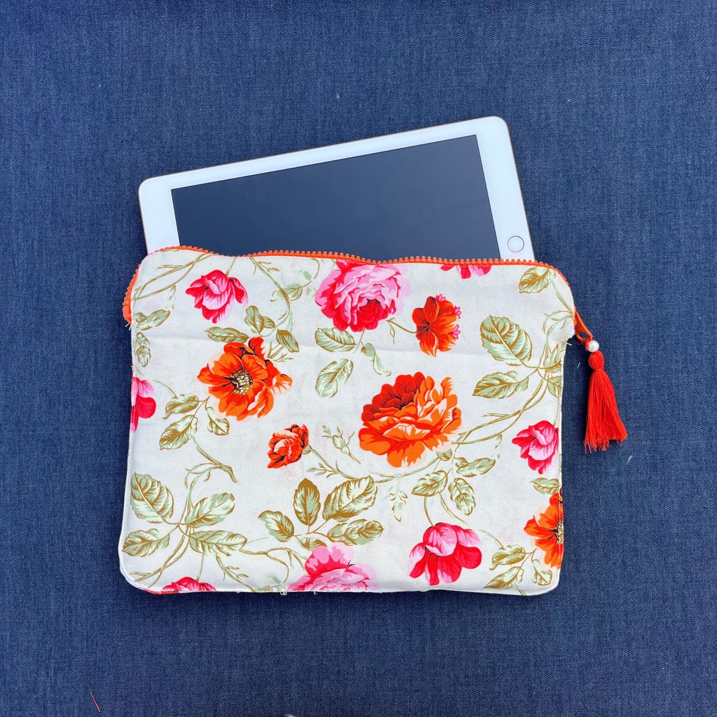 White Printed IPad Sleeve