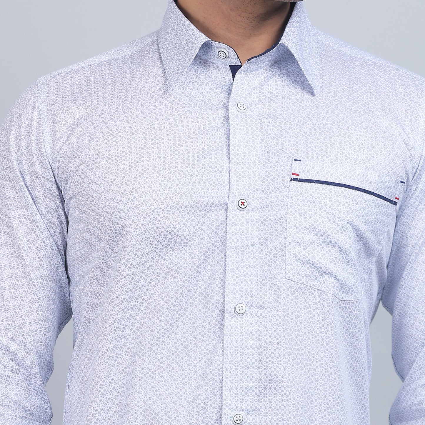 White Cotton printed full sleeves shirt