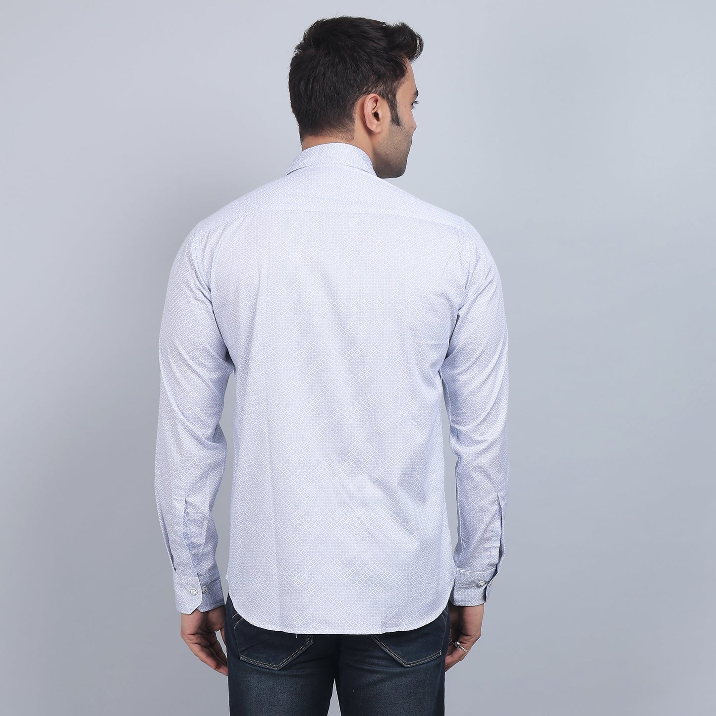 White Cotton printed full sleeves shirt