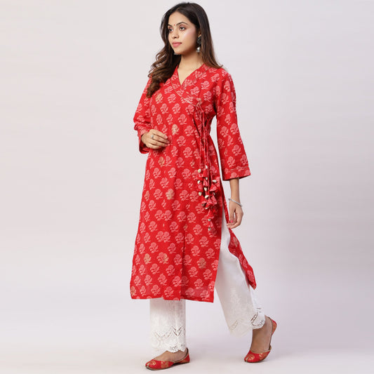 Angarkha style cotton printed kurta