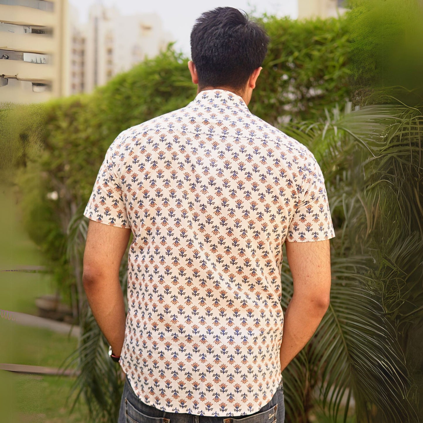 White cotton printed half sleeves Shirt