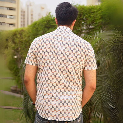 White cotton printed half sleeves Shirt