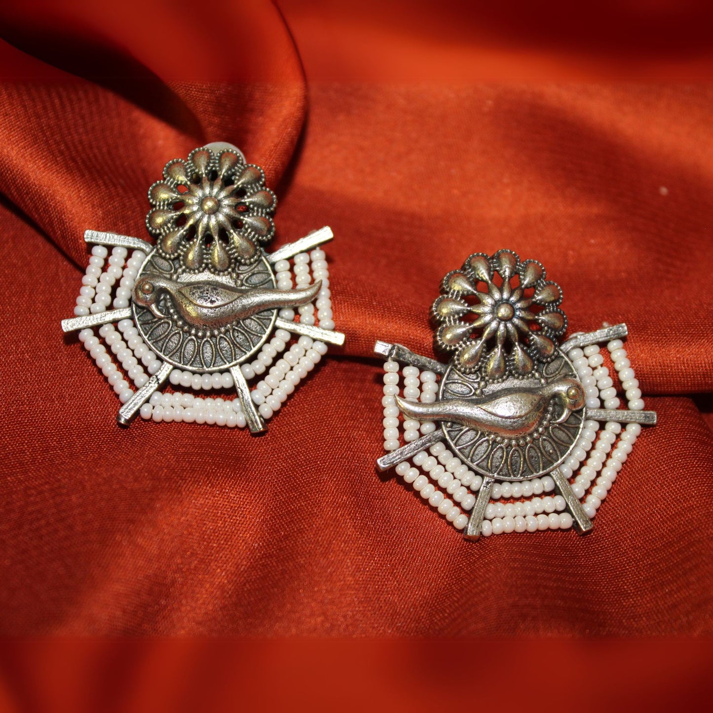 Silva Sutra beaded bird earrings