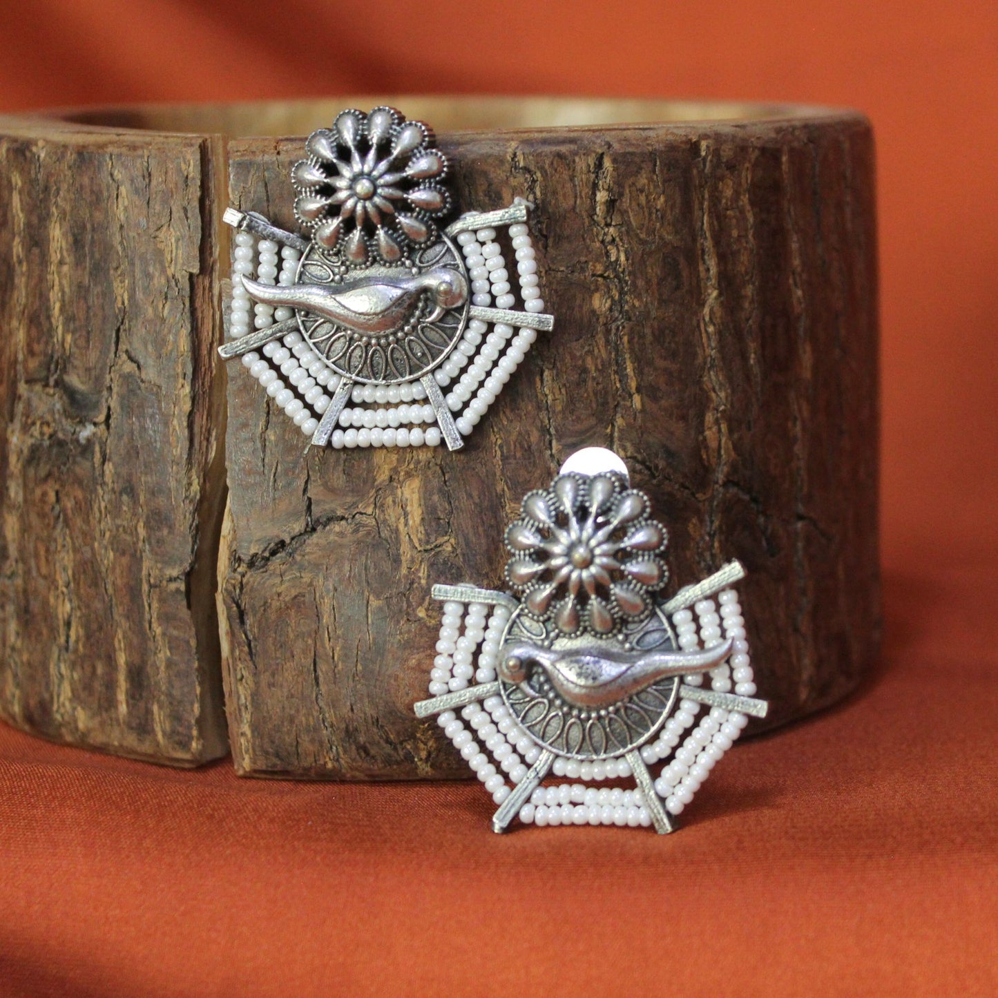 Silva Sutra beaded bird earrings