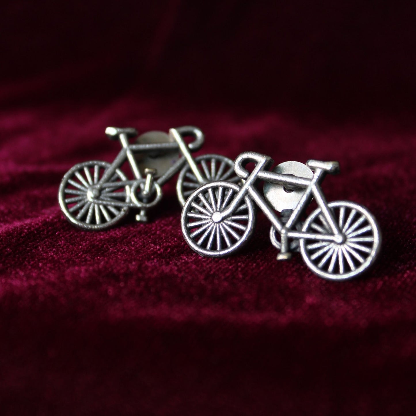silver Pedal bicycle charm earrings
