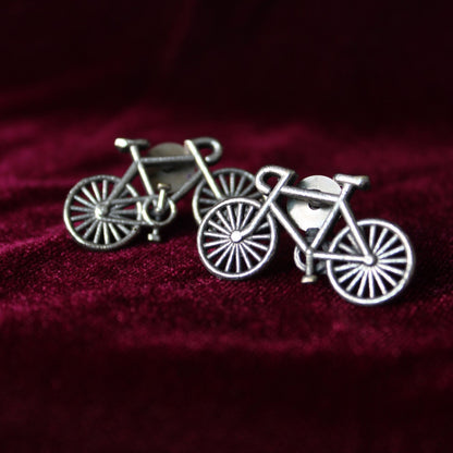 silver Pedal bicycle charm earrings