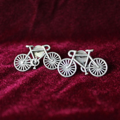 silver Pedal bicycle charm earrings