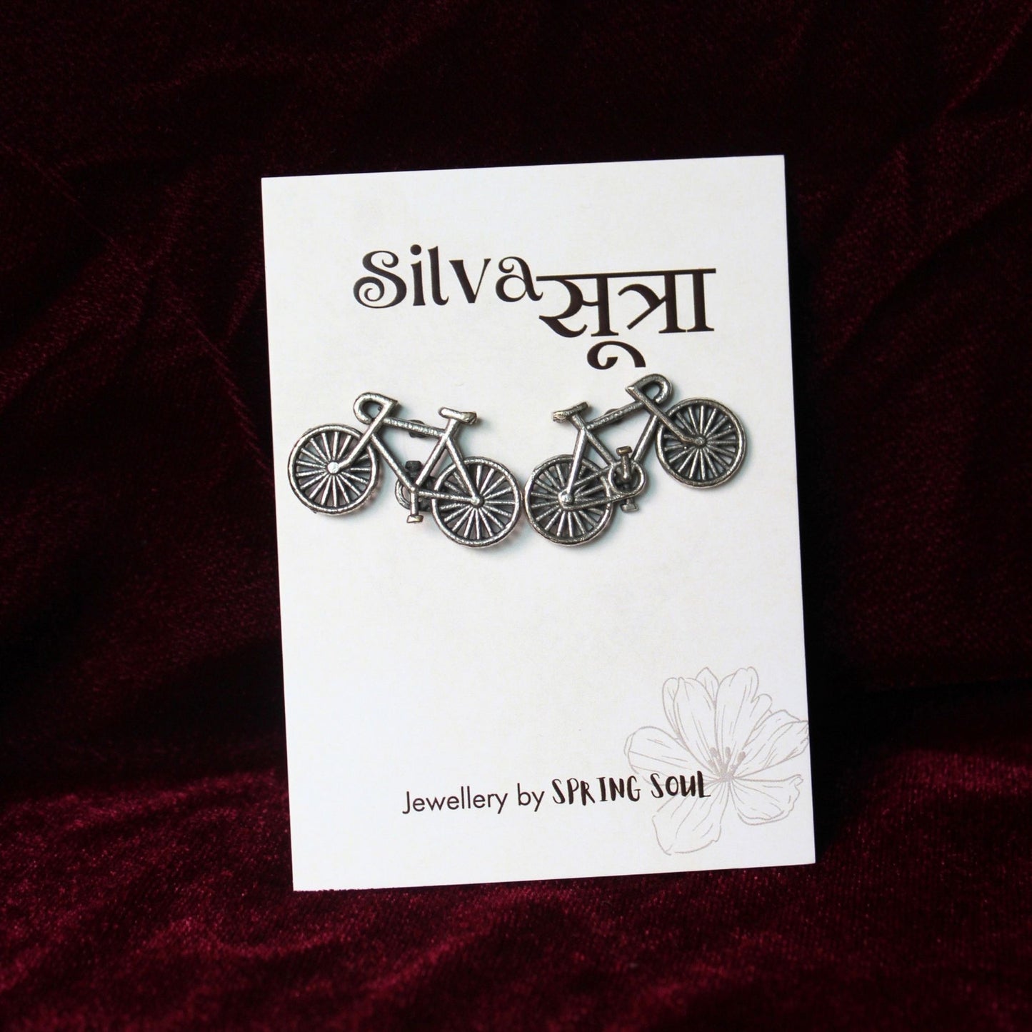 silver Pedal bicycle charm earrings