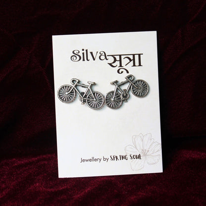 silver Pedal bicycle charm earrings