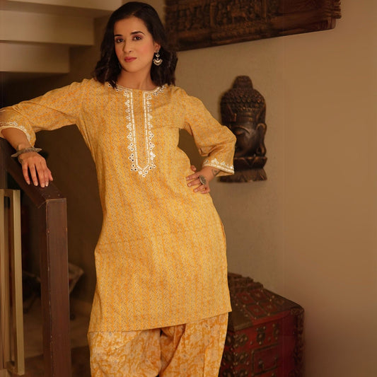 Yellow Farshi Salwar Kurta Set
